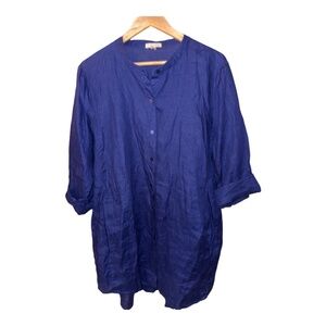 Eileen Fisher Blue Organic Linen Delave Dress